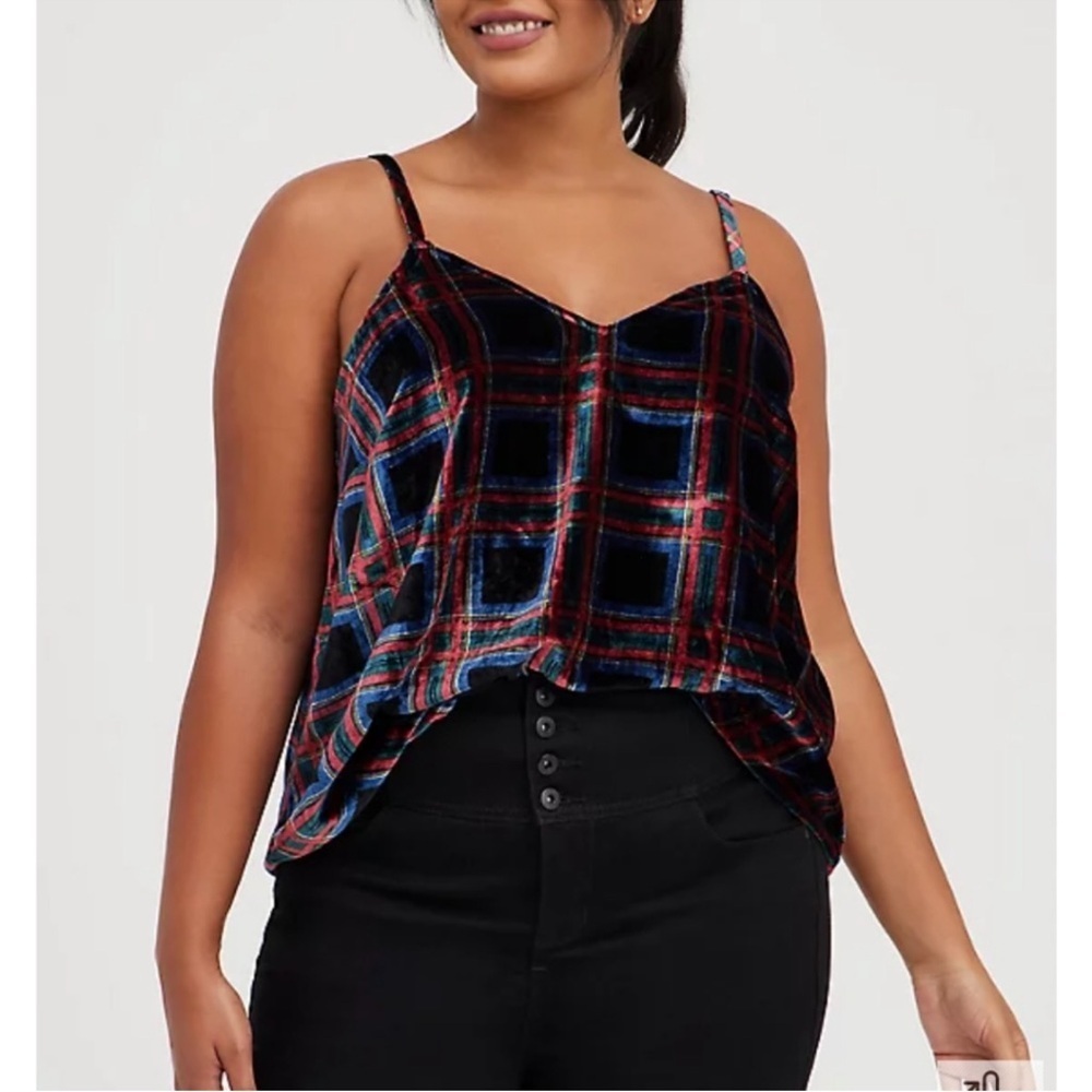 NEW Torrid Sophie Plaid Velvet Swing Camisole Top Size 1X